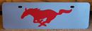 Mustang running horse red s/s plate half high